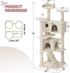 MoNiBloom Cat Tree, 70 Inch Cat Tree Tower with 2 Condo, Tall Cat Tower with Scratching Post, Cat Climbing Tower, Cat Tree for Indoor Cats, Beige