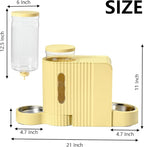 Automatic Cat Food Feeder and Water Dispenser,2 in 1 Gravity Cat Feeder and Water Dispenser with Stainless Steel Bowl,2 Pack Large Capacity Self Feeding for Small Medium Pets Puppy Kitten