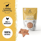 Canine Cravers Single Ingredient Dog Treats – Farm Fresh Chicken - Human Grade Air Dried Hypoallergenic Pet Food – Grain, Gluten, and Soy Free – 100% All Natural – 5.3 oz