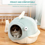 Lcybem Cat Beds for Indoor Cats - Cat Bed Cave with Removable Washable Cushioned Pillow, Calming Cozy Soft Cat Cave, Cute Friendly Dolphin Cat Houses for Indoor Cats No Deformation Pet Bed, M