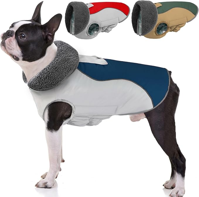 Doglay Dog Coat Waterproof Warm Dog Winter Jacket,Christmas Reflective Fleece Puppy Winter Coat with Harness Hole, Adjustable Snow Jacket for Small Medium Large Dogs
