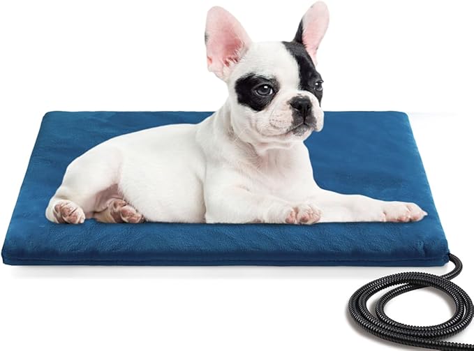 Pet Heating Pad,Extremely Waterproof Heated Cat Dog Bed Outdoor & Indoor,Multi-Size Heated Dog Cat Blanket Mat,Pet Heater Warmer for Cat Dog House Whelping Box(Dark Blue,M-20 Lx16 W)