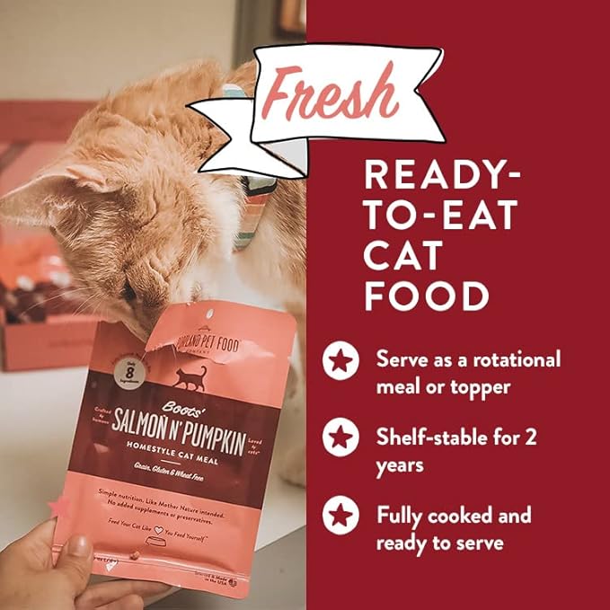 Portland Pet Food Company Human-Grade Mixed Variety Pack Wet Cat Food Pouch Luke's Chicken N' Pumpkin - Moist, Soft Cat Food Mixer, Topper, and Rotational Meal - 12 Pack