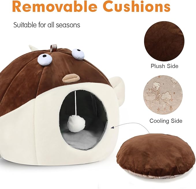 Vanansa Cat Bed for Indoor Cats, Soft Premium Pet Bed, Available in All Seasons,No Deformation, Anti-Slip Bottom, Great Medium Cat Houses for Indoor Cats, Roomy Cat Tent for Indoor Cats(M, 15" x 12")