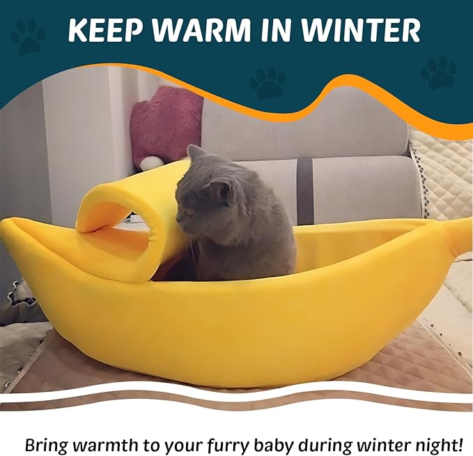 Banana Pet Bed Cute Funny Banana Bed Large Size for Dogs, Indoor Cats, Christmas Pet Bed Lovely Pet Supplies for Dogs Puppies