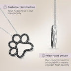 Jewelili Sterling Silver or Yellow Gold Plated Sterling Silver Dog Paw Pendant Necklace for Women | Treated Black or Natural White Round Diamonds | 18" Rolo Chain | Luxury Jewelry Gift for Her | Gift Box Included