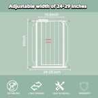 TSAYAWA Narrow Baby gate Baby Safety Gate 24.02-29Inch Auto Close Child Gates, Pressure Mounted Gate for Stairs & Doorways, Indoor/Outdoor Heavy-Duty Pet Gate for Toddlers, Dogs, White