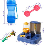 Automatic Dog Cat Feeder and Water Dispenser, 2 in 1 Gravity Food Feeder and,Waterer Set with Pet Food Bowl for,Small Medium Dog Puppy Kitten - A Dual-use cup1;Pet toys2.4PCS