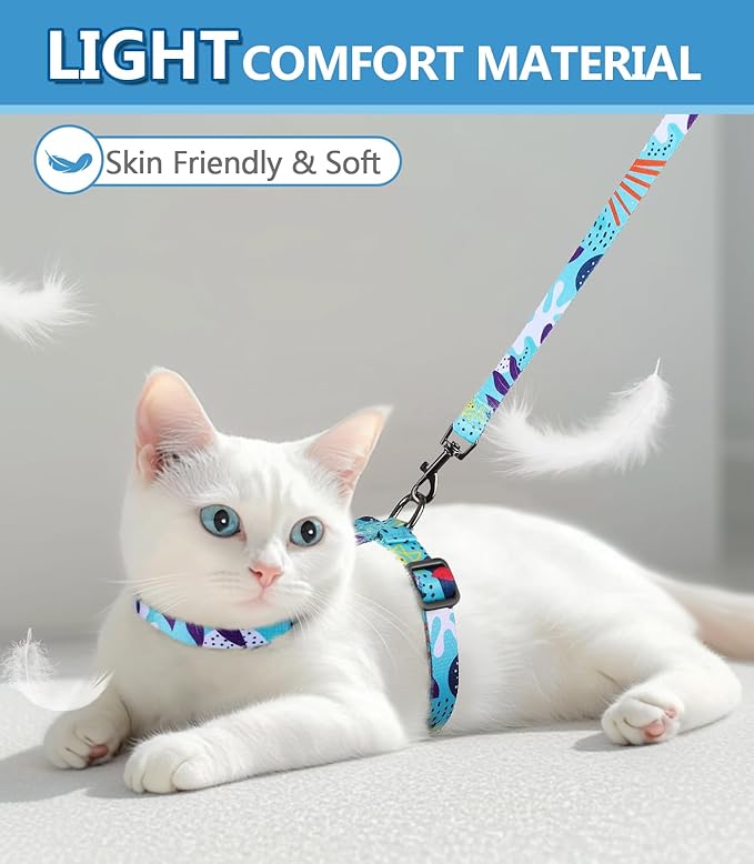 Halypet Cat Harness and Leash Set, Escape Proof [3 in 1 Adjustable & Lightweight] Cat Harness, Safe Kitten Harness for Cats Soft Comfortable, Easy to Wear, Walking Outdoor Travel, Small