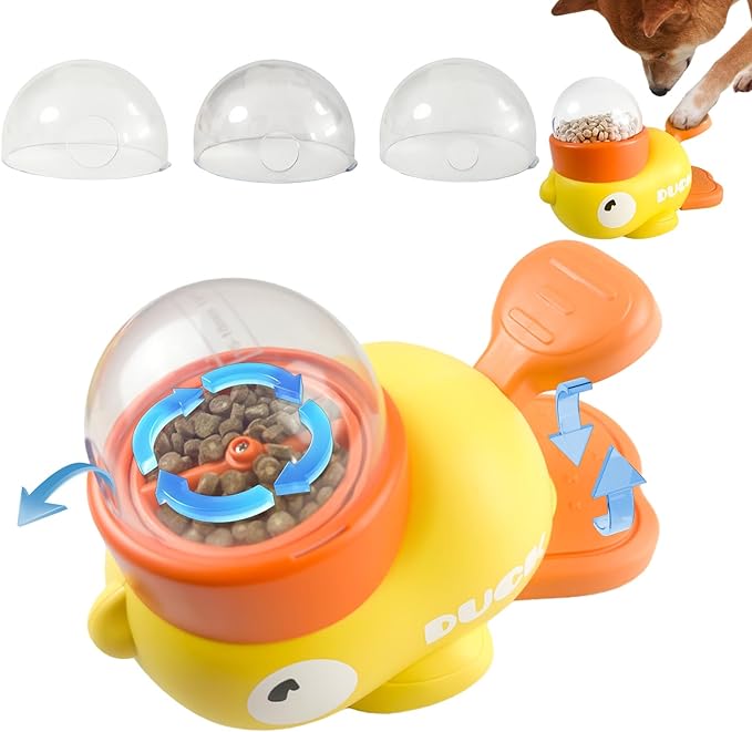 2-in-1 Interactive Slow Feeder Dog and Cat Slow Feeder Bowl Enrichment Toys Interactive Dog Toys Perfect for Small to Medium Puppy Duck-Shaped Puzzles Promotes IQ Training, Reduces Bloating