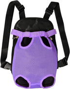 FEimaX Dog Carrier Backpack Pet Legs Out Front Cat Travel Bag, Adjustable Puppy Backpacks Carriers Hands-Free for Small Medium Dogs Cats Hiking Traveling Camping Daily Walking (Large, Purple)