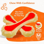 Dental Bone Chew Pet Toy Medium, Bacon-Scented Durable Dog Toys for Aggressive Chewers, Orange