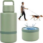 Insulated Dog Water Bottle with Travel Bowl, Dog Lover Gift, Portable Water Bottle Dispenser, Accessories for Car, Hiking, Camping, Outdoor, Leak-Proof, Detachable (Sage Green)