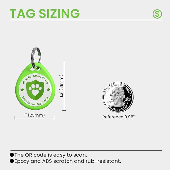 Cat Tags Personalized Small, QR Code Cat Name Tags for Kitten Collar, Scan Location Alerts, Green S