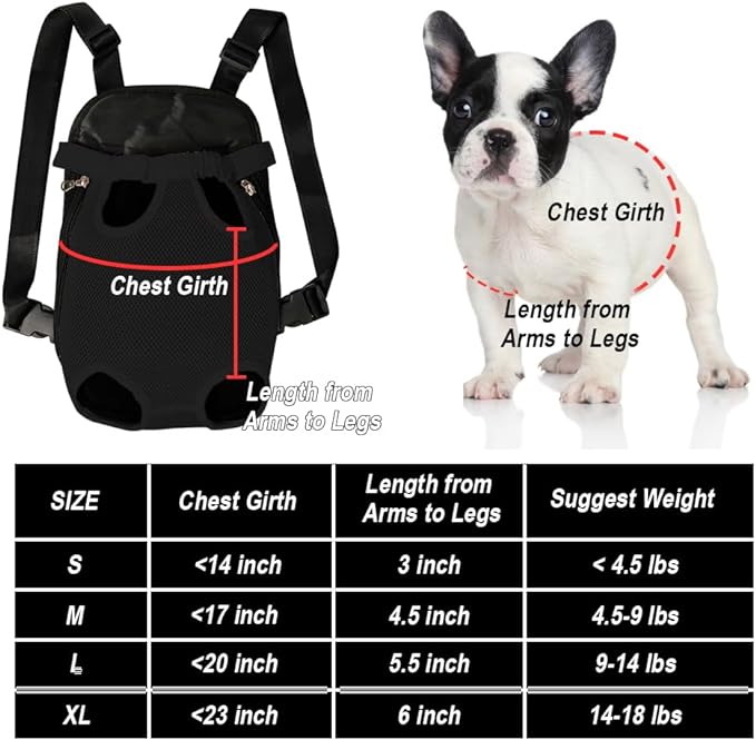 FEimaX Dog Carrier Backpack Pet Legs Out Front Cat Travel Bag, Adjustable Puppy Backpacks Carriers Hands-Free for Small Medium Dogs Cats Hiking Traveling Camping Daily Walking (Medium, Black)
