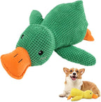 Quack-Quack Duck Dog Toy,Durable Plush Chew Toy with Sounds,Stuffed Plush Calming Duck Dog Toy for Indoor Puppies and Senior Pups (Green, Large)