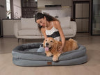 Orthopedic Washable Large Dog Bed: Cooling Dog Bed with Bolsters - Jumbo Bed Waterproof Removable Cover Non-Slip Pet Bed for Extra Large Sized