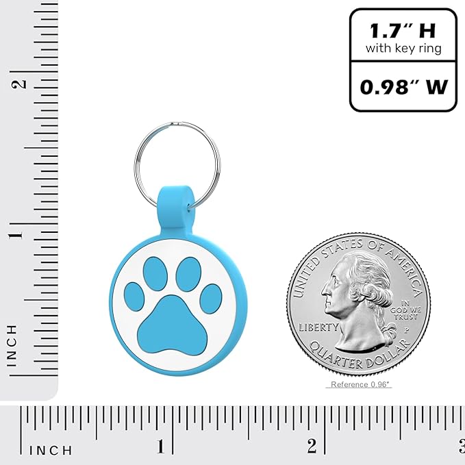 QR Code Cat Tag, Modifiable Pet Online Profile Page, Multiple Emergency Contact, Silent Silicone, Lightweight, No Jinging, Collar Accessories, QR Cat ID Tag (Small Breeds - 1", Blue)