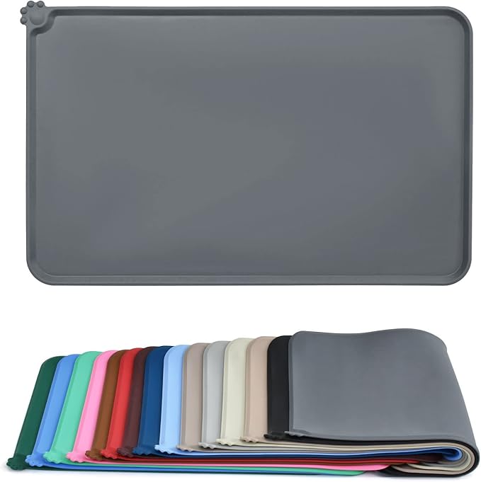 AUDWUD Silicone Waterproof Pet Feeding Mats,Anti Slip Bowl Pad,Dog Mat for Food and Water