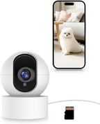 PGST Camera for Home Security Indoor, WiFi Home Security Camera 1080P Two-Way Audio, Night Vision, Motion Sensor, Automatic Tracking, Cloud/SD Storage, Compatible with Alexa