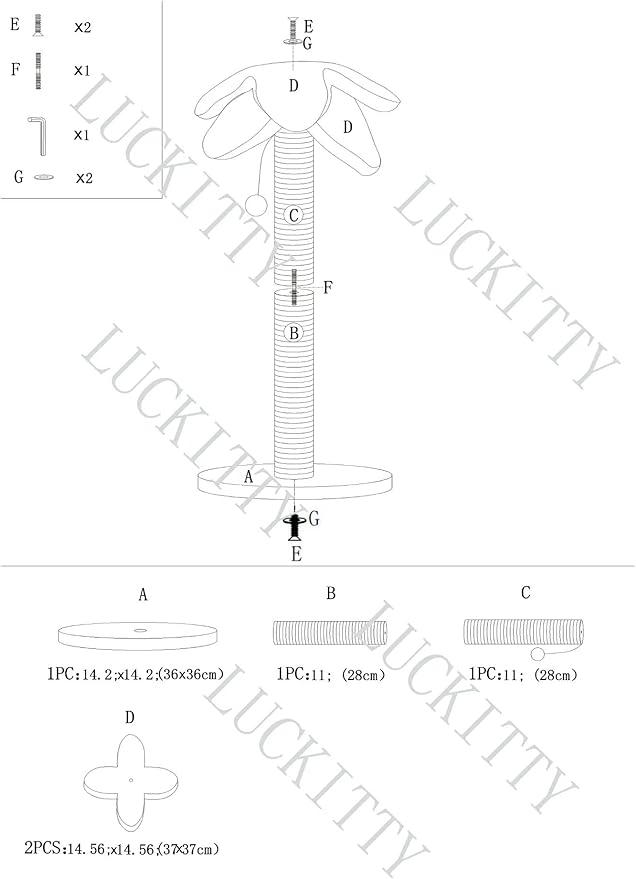 LUCKITTY Small Cat Scratching Posts Kitty Coconut Palm Tree-Cat Scratch Post for Cats and Kittens - Natural Jute Sisal Scratch Pole Cat Scratcher (23IN)
