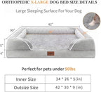Comfort Expression Memory Foam Dog Beds Large Sized, Orthopedic Dogs Beds Washable, XL Dog Beds with Removable Cover, Waterproof Pet Sofa Couch with Bolster(X-Large,Light Grey)
