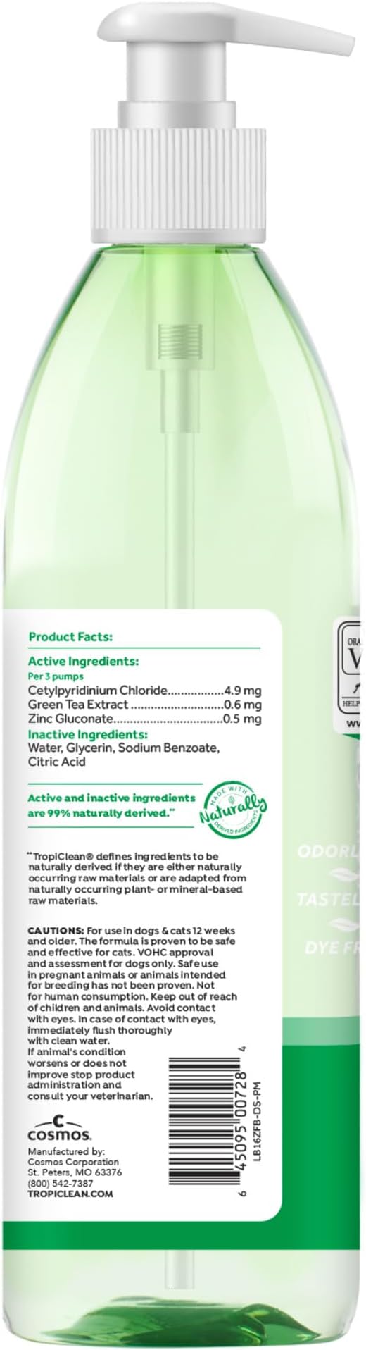 TropiClean Fresh Breath Water Additive for Dogs | Dog Breath Freshener & Teeth Cleaning Solution | No Toothpaste or Toothbrush Required | 16 oz + Pump