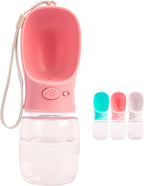 350 ml / 11.9 oz Portable Dog Water Bottle, Water Bottle with Drinking Feeder for Dogs, Water Dispenser for Dogs in Walking, Hiking & Traveling (Pink)