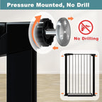 38.5" Extra Tall Dog Gate 76.38"-79.13" Wide - Long Large Pressure Mounted Baby Gates with Door for The House Stairs Doorways - Walk Through Toddler Puppy Pet Safety Fence Gate Black