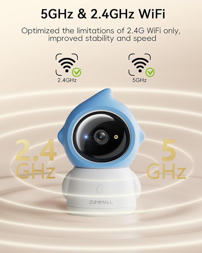 ZUMIMALL Pet Camera Indoor, 5G/2.4G WiFi Camera for Dog/Cat with Laser Toy, 3MP Pet Security Cameras with Phone App, 2-Way Talk, Auto Tracking, Pet/PIR/AI Detection, Privacy Protect, Alexa/ONVIF/Cloud
