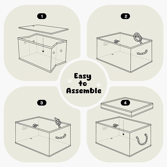 Dog Toy Basket with Lid, Dog Basket for Toys, Dog Toy Box with Cotton Rope Handles, Collapsible Storage Bins for Tog Toys, Dog Storage Organizer, Green