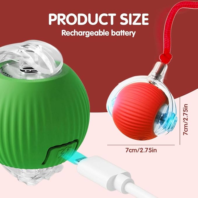 2026 New Interactive Cat Toys for Indoor Cats, Kitten Toys to Relieve Boredom for Indoor Cats (Red)