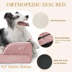 Comfort Expression Large Dog Beds Waterproof Orthopedic Foam Dog Beds for Large Dogs Sofa Comfy Pet Bed with Non-Slip Bottom & Washable Removable Cover(Pink)