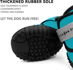 Dog Shoes for Small, Medium and Large Dogs - Waterproof for Rainy Days, Fit for Winter Snow and Hot Summer Roads, with Anti-Slip Soles for Indoor Hard Floors (Blue, Size 4)
