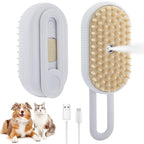 4 in 1 Cat Steam Brush Cat and Dog Anti-Static steam Brush with Spray for Massaging,cleaning,Shedding,Grooming,Rechargeable Pet Grooming Brushes(white brush)