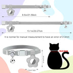 Personalized Safety Elastic Cat Collars with Bell Soft Silicone Cover for Air Tag,Laser Customized Stretch Kitten Collars for Girls Boys Cats (Grey)