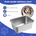 1.25 Gallons Large Dog Water Bowl, Stainless Steel Metal Dog Bowls, Large Capacity Pet Food Bowl Water Dish for Indoor and Outdoor Universal for Small & Medium Dogs 12.6''×8.7''×3.9''