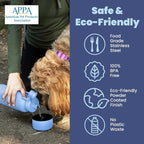 Dog Water Bottle for Dog Lovers - 32 oz Stainless Steel Double Wall Insulated Water Bottle with 8 oz Detachable Bowl - Doggy Lover Gift for Hiking, Walking, Travel - “Life is Better” - Dusty Blue