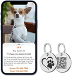 MYLUCKYTAG Stainless Steel QR Code Cat Tags - Online Pet Profile, Scan QR for Instant Location Alerts