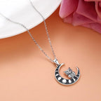 Black Cat/Fox/Owl/Panda/Butterfly/Cat/Dog Paw Print/Mushroom for Women Sterling Silver Animal Pendant Necklace Jewelry Christmas Birthday Gifts for Couples Sisters