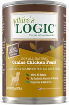 Nature's Logic Grain-Free Canned Dog Food - 95% Animal Proteins - 100% Natural Wet Dog Food Cans - No Common Allergens - All Life Stages - Ideal for Sensitive Dogs - Chicken (13.2 oz, 12 pack)