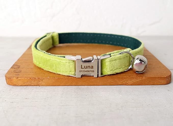 Cat Collar Personalized with Name Phone Number Engraved,Customized with Bell for Small Dogs Puppy Kitten
