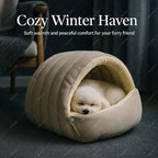 2026 Cozy Cat Cave Removable and Washable Winter Closed-Off Cat Bed Upgraded Cat Winter Bed with Soft Plush Cushion Warm Enclosed Sleeping House for Indoor Cats and Small Dogs (Gray, Large)