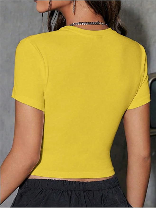 SOLY HUX Women's Y2k Crop Tops Kawaii Shirts Summer Graphic Short Sleeve T-Shirt Aesthetic Cropped Tees