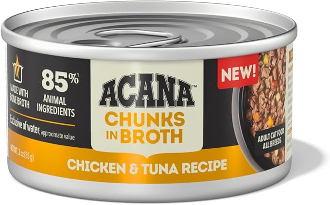 ACANA Chunks in Broth Wet Cat Food Chicken & Tuna Recipe 3oz Cans (12 Count)