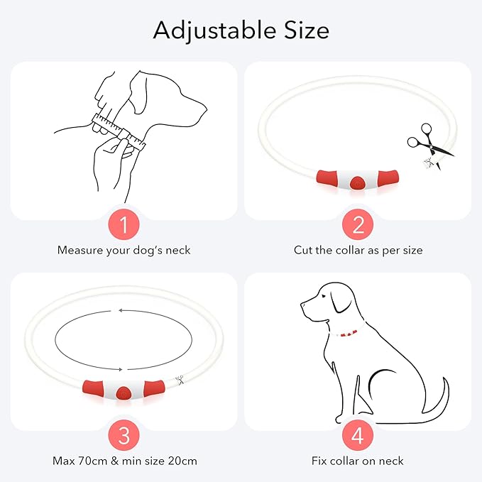 Colaseeme LED Dog Collar, Light Up Dog Collar 1 Count USB Rechargeable TPU Glow Safety Dog Necklace Light, Dog Lights for Small Medium Large Dogs, Please Do Not Use Fast Charging (Red)