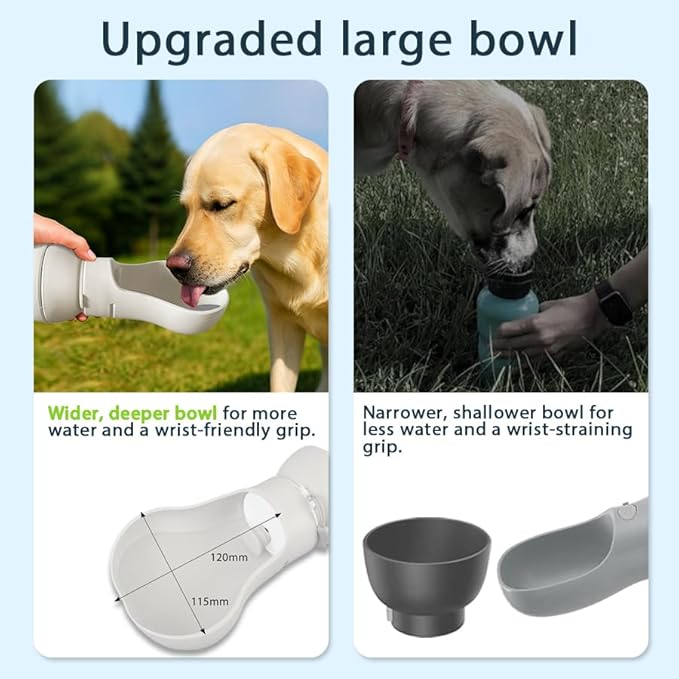 BMN Portable Dog Water Bottle, Collapsible Pet Water Bottle,Large Capacity for Big Dogs， Leak-Proof Travel Dispenser, Foldable Bowl for Hiking Walking Outdoors，19oz