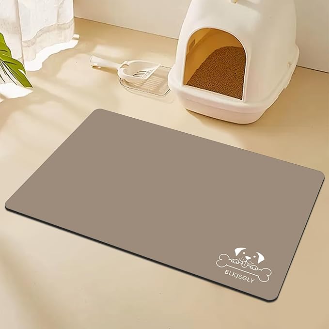 18"×30" Brown Absorbent Dog Mat for Food and Water Bowl- Quick Dry Durable Feeding Mat for Dog and Cat Easy Cleaning Pet Supplies for Messy Pets