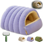2026 Cozy Cat Cave Removable and Washable Winter Closed-Off Cat Bed Upgraded Cat Winter Bed with Soft Plush Cushion Warm Enclosed Sleeping House for Indoor Cats and Small Dogs (Purple, Small)