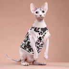 Idepet Cat Clothes Kitten Sweater Soft Kitten Shirt Cute Leopard Print Kitty Vest Pullover Pajamas Jumpsuit Cotton Apparel for Hairless Cats & Puppy (Pink,L)
